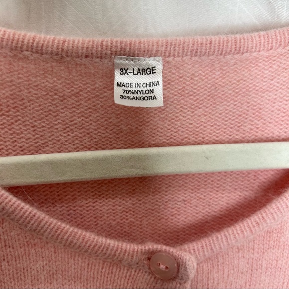 Cotton Concept Pink angora blend cardigan Flo’s Cafe button up size 3X - Picture 5 of 6